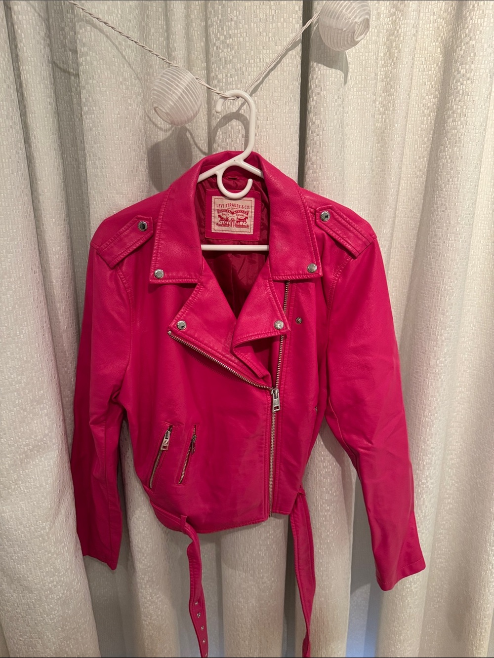 Levi's Hot Pink Asymmetric Moto Leather Jacket